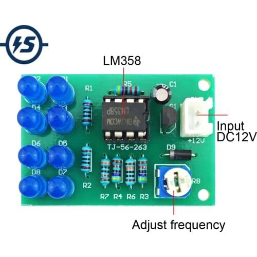 Electronic DIY Kit LM358 Breathing Light Suite Adjustable DC 12V Electronic Components Suite 8pcs 5MM LEDs