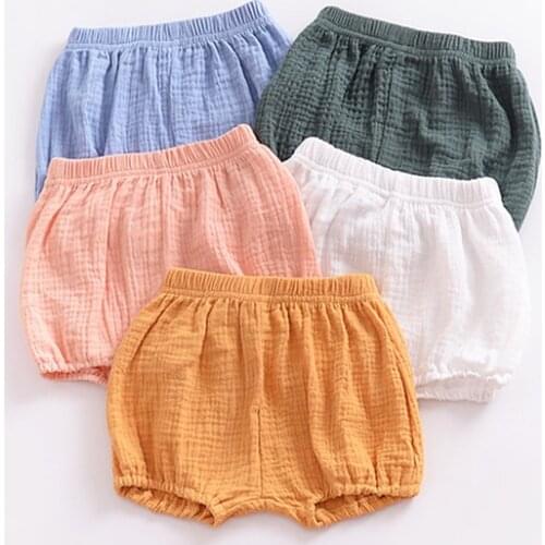 Geckatte New Summer Kids Fashion Loose Solid Color Regular Shorts Baby Bread Casual Children Boys And Girls Cotton PP Shorts