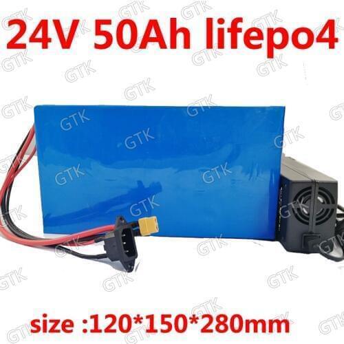 GTK 24V 50Ah LifePo4 lithium bateria for 1200W RV inverter Xenon lamp machine Solar Boat Monitoring golf cart + 5A charger