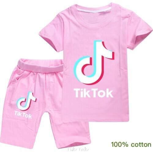 New Summer Casual Children Sets Tik Tok T-shirt+ Pants Girls Clothing Sets Boys Summer Suit for 1-8Y Cartoon Outfits Clothes