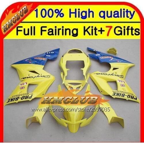 Body For Triumph Yellow blue Daytona 650 02-05 2002 2003 2004 2005 5#84 Daytona 600 Light yellow 650 02 03 04 05 Fairings