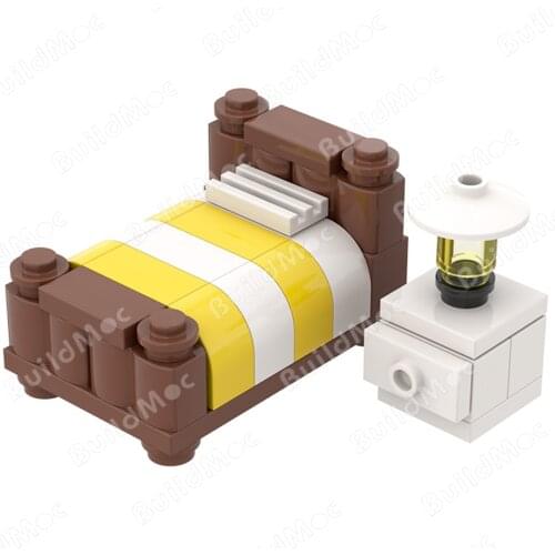 MOC Bricks DIY PartsTelephone Box Booth Street Sofa TV House Roof Room Decoration Building Blocks Kids Bookcase Standing Clocks