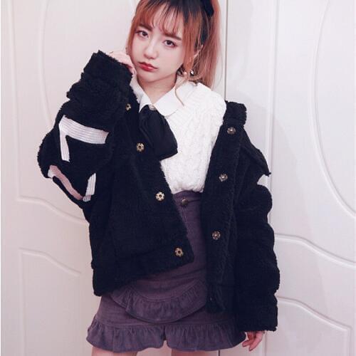 KEQI Bobon21 Princess sweet lolita jacket handsome girl heavy letter embroidered oversize boyfriend warm jacket Thick leisure