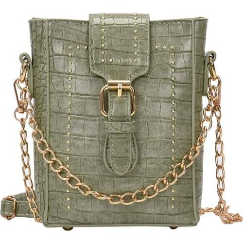 PU Leather Alligator Fashion Rivet Designer Bags 2021 NEW Chain Women Shoulder Crossbody Bags Womens Handbags Purses