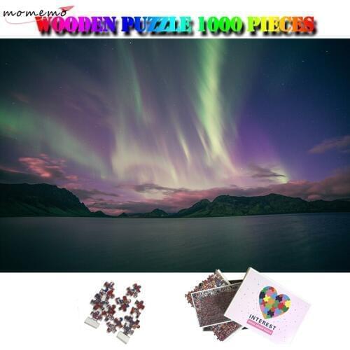 MOMEMO Aurora 1000 Pieces Wooden Beautiful Nature Landscape Puzzle for Adults Customized Jigsaw Puzzle Decompression Puzzle Toys