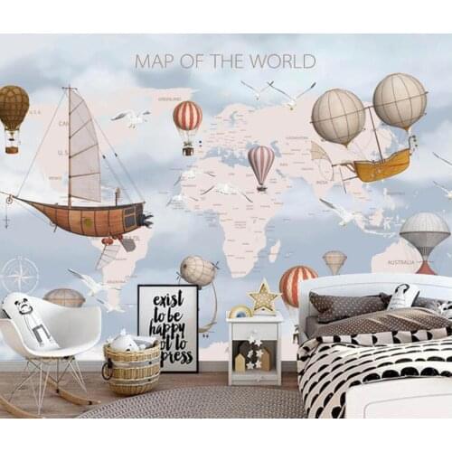 Bacal Custom wallpaper 3D Cartoon world map TV background wall living room bedroom Childrens room photo mural home decor huda