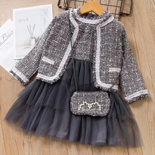 2021 Newly Girl Dress Western Style Three-piece Girl Suit Children Princess Dress