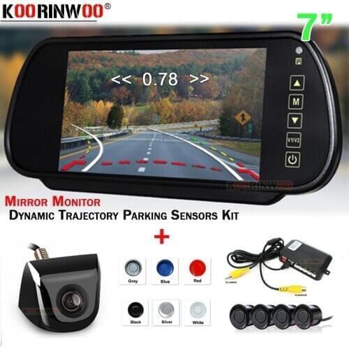 Koorinwoo Car Parktronic Dynamic Trajectory Parking Guide Camera Rear Car Parking Sensor 4 With 7 " Mirror Monitor Car Detector