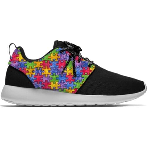 Autism Awareness Puzzle Cool Classic Funny Fashion Sport Running Shoes Casual Breathable Lightweight 3D Print Men Women Sneakers