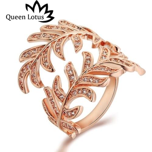 Queen Lotus Fashion Gorgeous Women Rings White Gold Color Wide Double Row Micro Zircon Ring Jewelry Wedding Aneis Delicado 2017