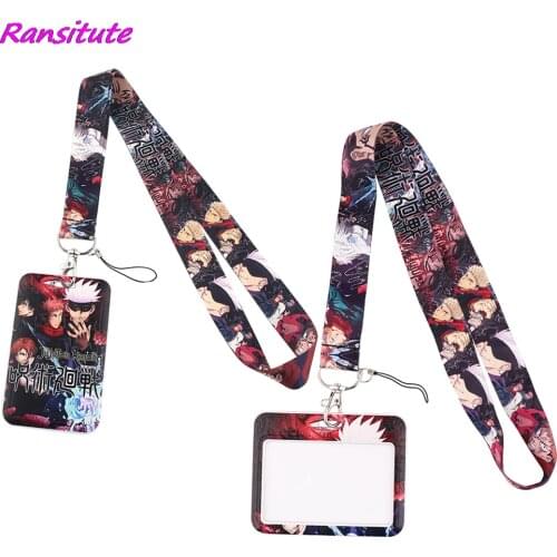 Ransitute R2007 Jujutsu Kaisen Personality Card Holder ID Holder Bus Card Holder Staff Card Lanyard For Keys Phone DIY Hang Rope