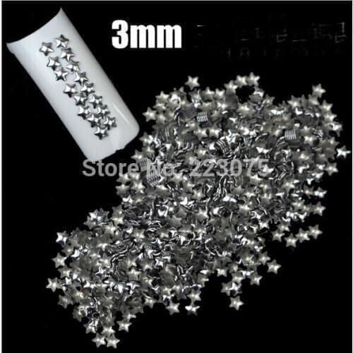 Silver pentagram 3mm Nail Art 3D Studs Punk Style metalic Decoration Tip For Manicure Decor 1000pcs/lot