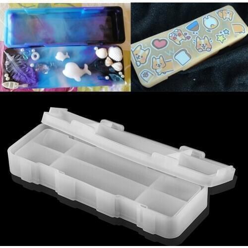 1set Pencil Case Silicone Pencilcase Mold Epoxy Resin Molds For Diy School Pen Case Supplies Pencil Bag Pouch Stationery