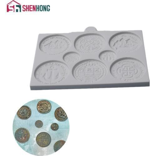 Treasure Coins Silicone Mold for Fondant Cake Decorating, Cupcakes, Sugarcraft, Cookies, Candies, Cards and Clay Bakeware