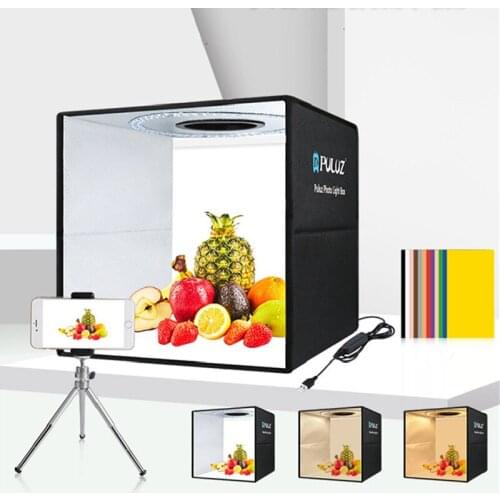 PULUZ 40cm Studio Ring Light LED Portable Simple Folding Studio 6 Double-sided Color Backgrounds for Phone Camera Photography