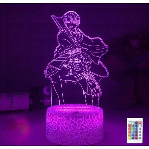Anime Attack on Titan Levi Ackerman Led Night Light Lamp for Bedroom Decoration Kids Gift Attack on Titan Table 3d Lamp AOT Levi