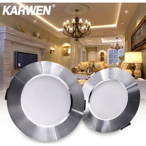 KARWEN LED Downlight silver Ceiling 5W 7W 9W 12W 15W AC 220V 230V 240V led downlight Cold Warm white led light for Bedroom