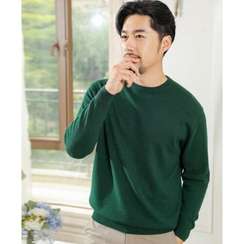New Sweater Mens Round Neck Pullover Autumn Winter Casual Mens Large Size Loose Bottoming Shirt Solid Color Pullover Sweater