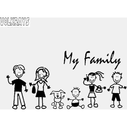 Volkrays Personaliry Car Sticker Family My Mom Kid Baby Cat Dog Pet Accessories Reflective Vinyl Decal Black/Silver,9cm*16cm