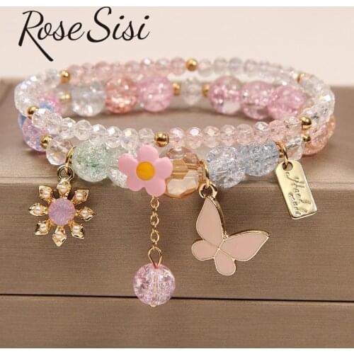 Rose sisi new style crystal bracelet female Korean style student Crystal transfer bracelet for women friend friendship jewelry