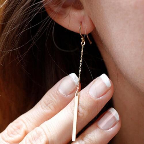 10Pair New Alloy Golden Long 1 Shape Hook Drop Dangle Earrings for Women Girl wholesale drop shipping