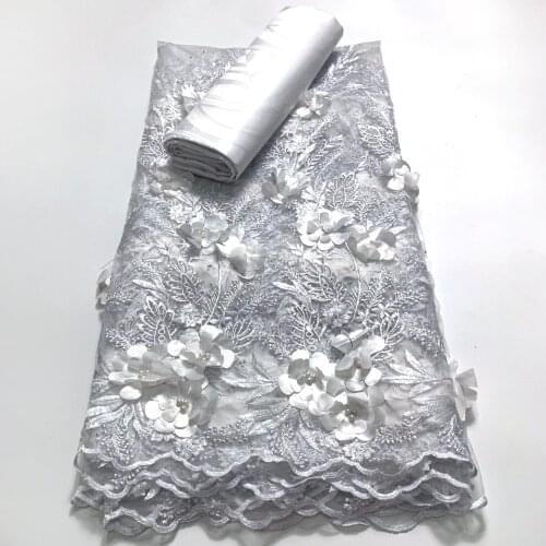 2.5+2.5 Yards France Bazin Riche 2021 New Beads Latest African Lace Fabric High Quality Nigerian Lace Fabric 5 Yards for Dress