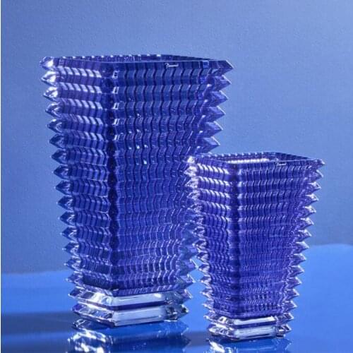 2.5kg 20x14cm blue square crystal Transparent vase small medium oval vase gift