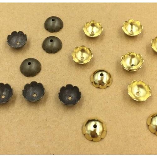 200 PCS 8mm Metal Raw Brass Antique Bronze Filigree Flowers Bead Caps Connectors For Jewelry Making