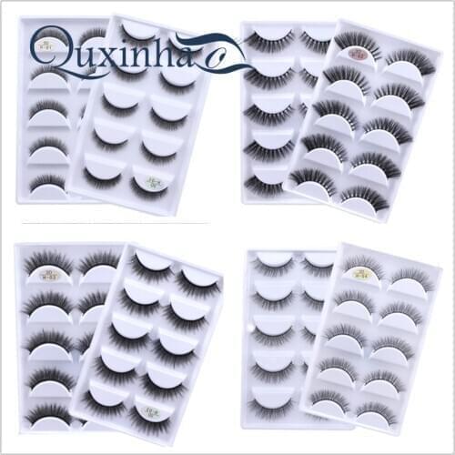 2020 5 Pair Multi 3D Soft Mink Hair False Eyelashes Handmade Wispy Fluffy Long Eyelashes Natural Eye Makeup Makeup Tools Selling
