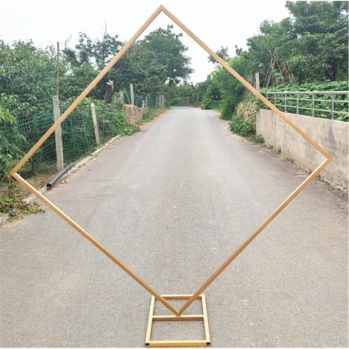 4 PCS Wall Backdrops Metal Frame Wedding Arch Rhombus Shelf Geometry Flower Stand Shooting Props Party Stage Arrangement Decor