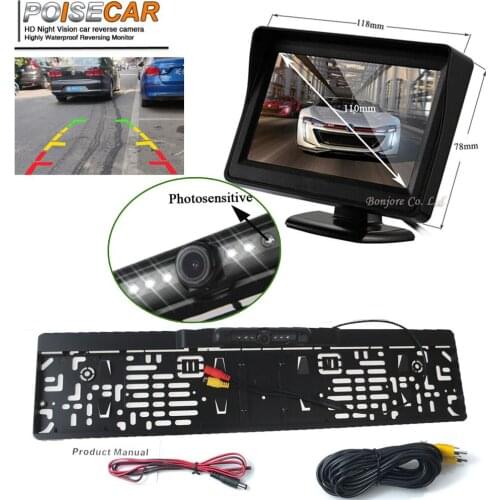 HD Car Rear View Monitor Reverse Camera TFT LCD Display Night Vision Reversing License plate Camera for Parking Reversing 2 in1
