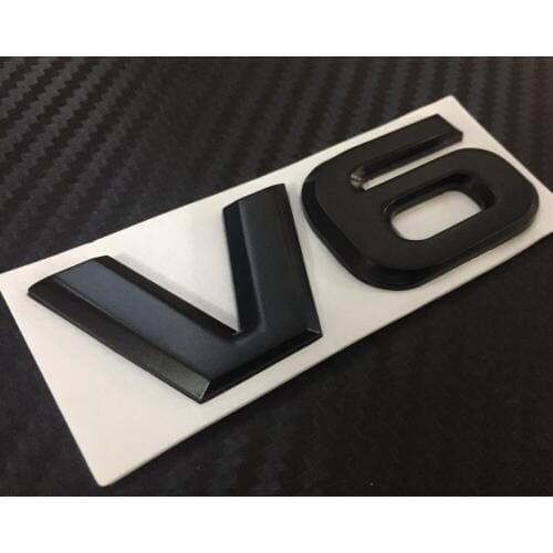 Car Badge V6 V 6 Metal Black for Highlander SUV Trunk Rear Motor Emblem Sticker