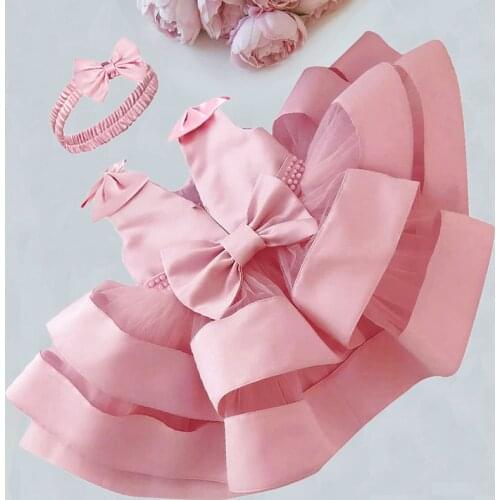 Toddler Baby Girl First 1st Birthday Tutu Dress Bowknot Newborn Infant Party Wear Christening Gown Clothing Baby Girls Clothes