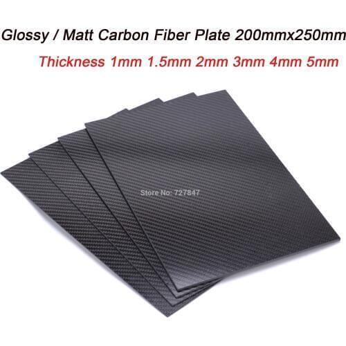 100% Pure 3K Carbon Fiber Plate Board Glossy /Matt 200x250mm Thickness 1mm 2mm 3mm 4mm 5mm Carbon Fiber Material For RC UAV/Toys