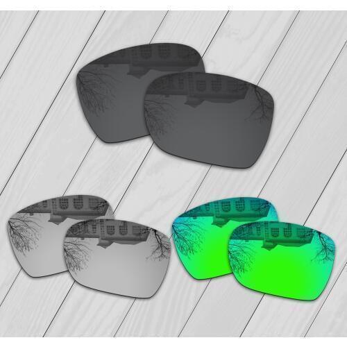 E.O.S 3 Pairs Black & Silver & Emerald Green Polarized Replacement Lenses for Oakley Catalyst OO9272 Sunglasses