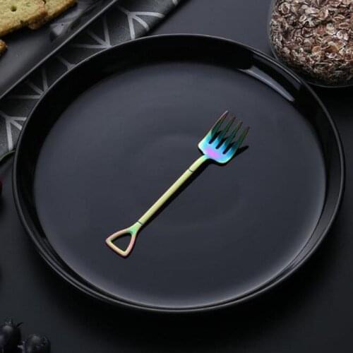 Creative Spade Fork Fruit Fork Stainless Steel Ice Cream Cake Forks Black Gold Colourful Tea Fork Dinnerware Set Party