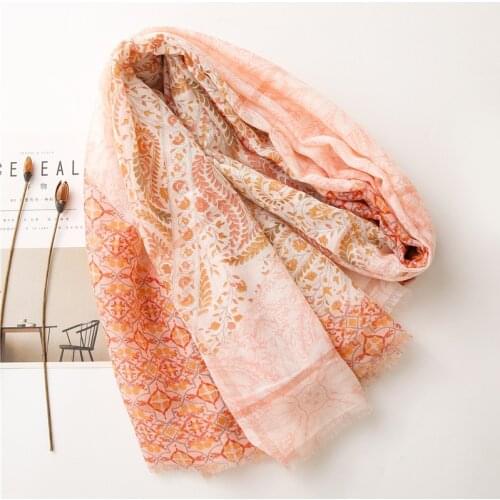 Laven Ethnic HeadScarf 2021 Women Autumn Spring Spain Style Bohemian Romantic Long Floral Print Scarves Womens bandana 180*90CM
