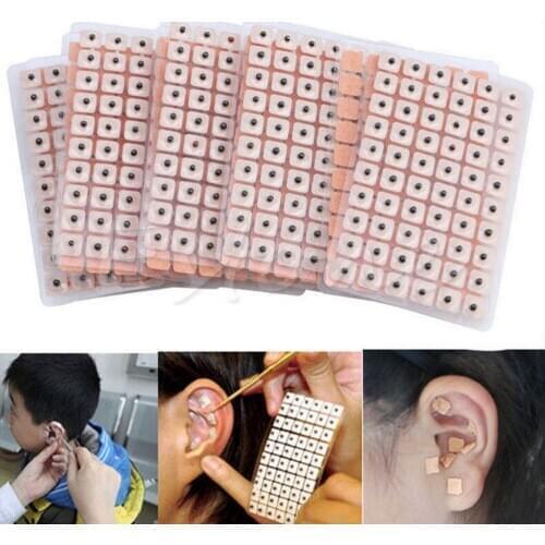 HOT SALE 600pcs/lot Ear Acupuncture Massage Therapy Needle Patch Auricular Auriculotherapy Vaccaria Ear Care Seeds Sticker