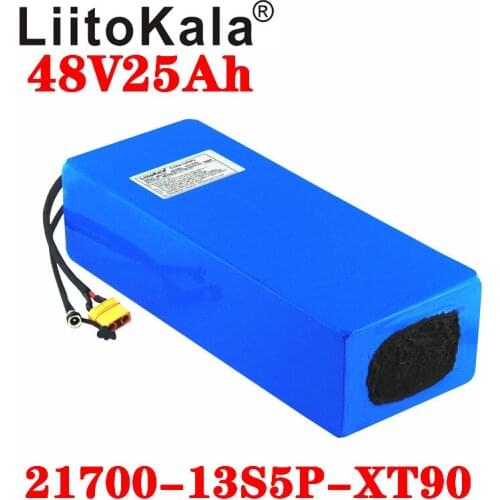 LiitoKala 48V 25ah 21700 5000mAh 13S5P Lithium Battery Pack 48V 25AH 1000W electric bicycle battery Built in 20A BMS T XT90 plug