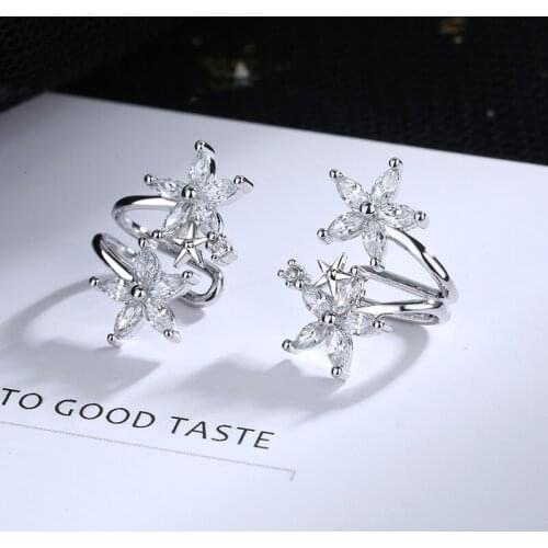 Luckydays Ear Cuff Clips On Earrings For Women Girl Without Piercing Earings clip oorbellen Flower Crystal Jewelry