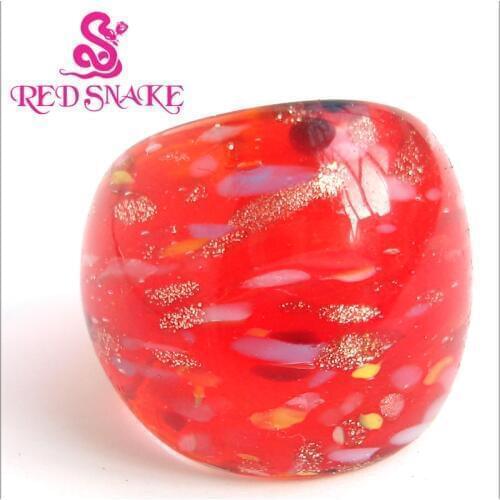RED SNAKE Fashion Ring Manual Red with color spots Murano Glass Rings