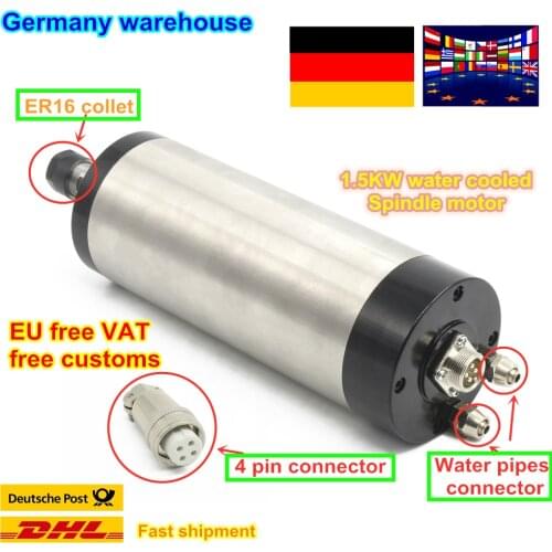EU ship 1.5KW Water cooled Spindle Motor ER16 220V 24000rpm 1500W water cooling 400Hz for CNC Router ENGRAVING MILLING Machine
