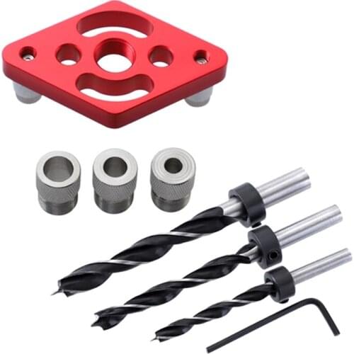 Woodworking Straight Hole Puncher Kit 6/8/10mm Drilling Locator Wood Dowelling Self Centering Scriber Drill Guide