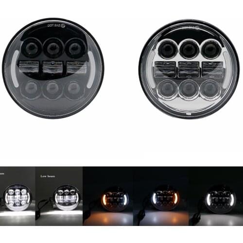 5.75 inch High/Low beam projector headlamp 5-3/4" LED Headlight DRL Halo for Yamaha V-Star Vstar 650 950 1100 1300 Stryker