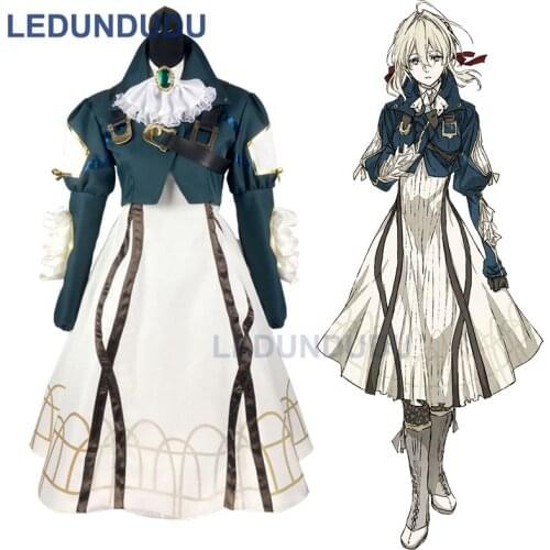 New Hot Violet Evergarden Cosplay Costume Auto Memory Doll Cosplay Clothes Maiden Dress Halloween Party Fancy Outfit Set