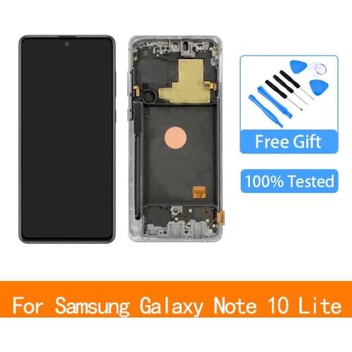 Original Super AMOLED For Samsung Galaxy Note 10 lite Lcd N770F with Frame Display Touch Screen Digitizer For Note10 lite LCD