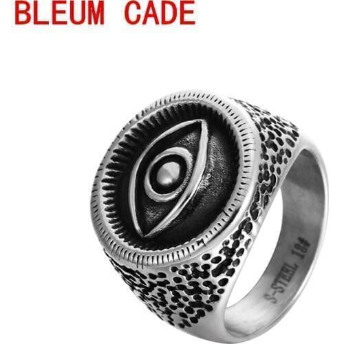 Punk Stainless steel eye symbol Signet Ring Mens Women Biker Lord God Eye Ring