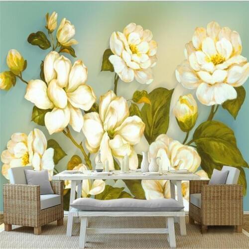 Custom Printing 3d Photos Hand Painted Oil Painting Flowers European Style Wallpaper Extra Thick TV Background Study Kitchen