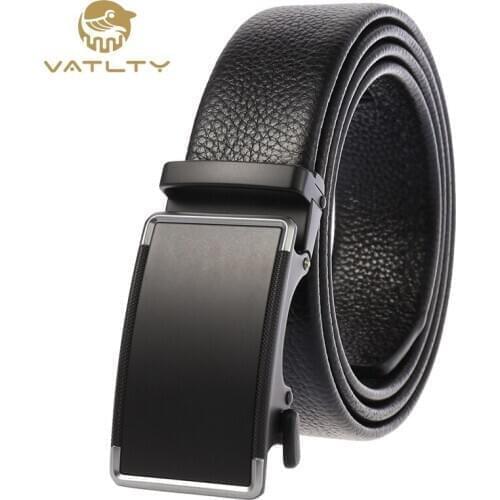 VATLTY Fashion mens leather belt soft natural cowhide official authentic business belts for men hard metal buckle suit belt