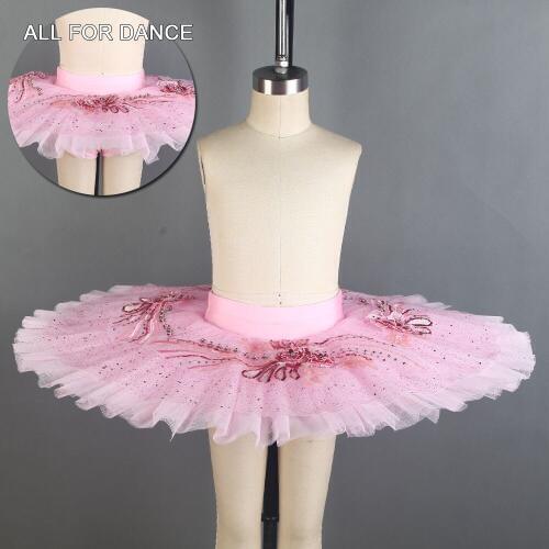 Pink Stiff Tulle Pre-Professional Ballet Dance Tutu Skirts Practice Rehearsal Platter Tutu Skirt for Girls/Women Half Tutu
